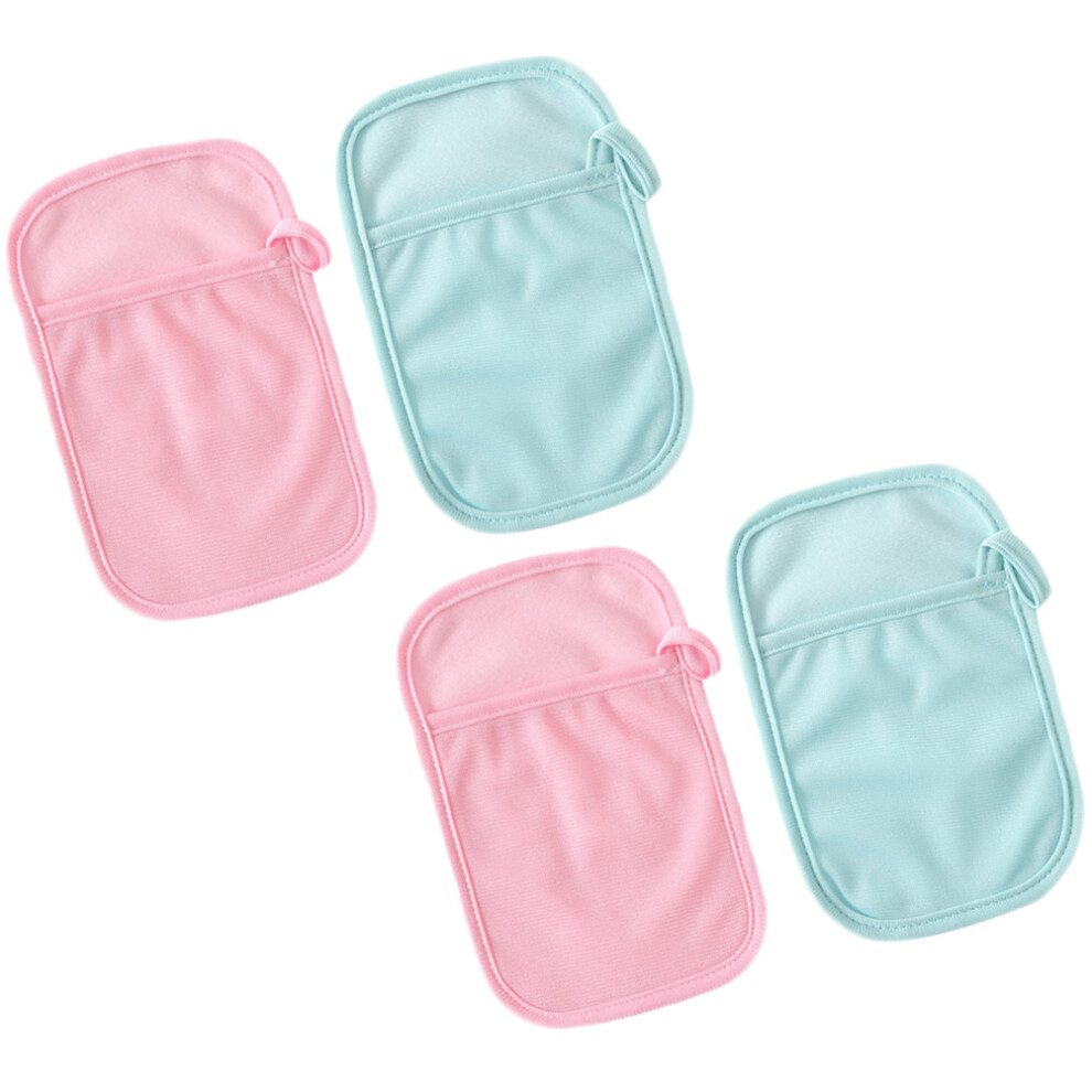 4Pcs Shower Mitts Circle Fleece Assorted Time Ohphcall