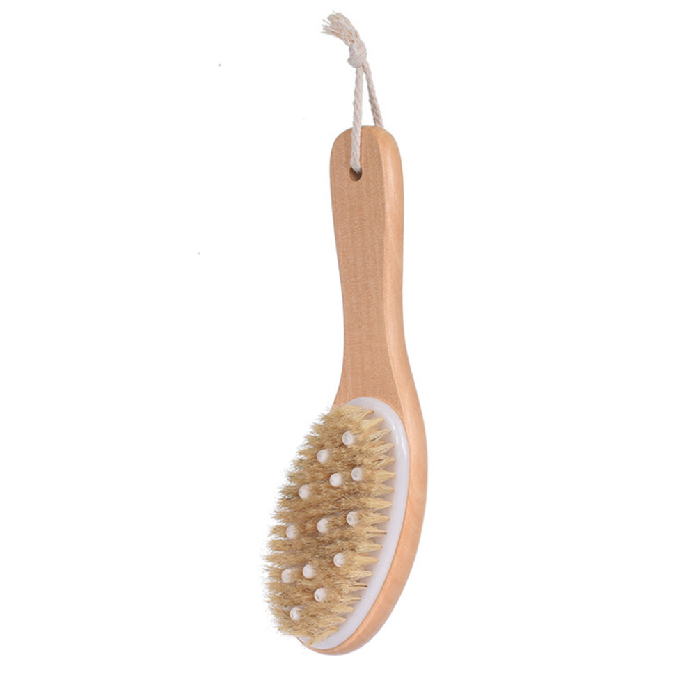 Iplusmile 1Pc Wood Handle Bath Bristle Brush Exfoliating Back Scrubber