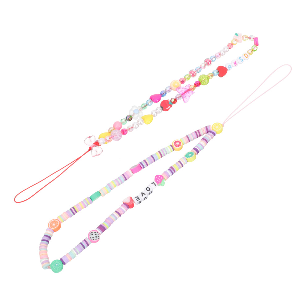 2 Pcs Beaded Phone Wrist Strap Cell Charm Detachable Lanyards 3161621436733