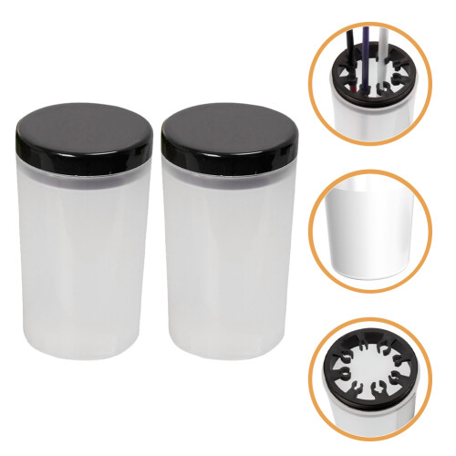 2 Pcs Pencil Bottle Paint Brush Cleaning With Groove Container 1