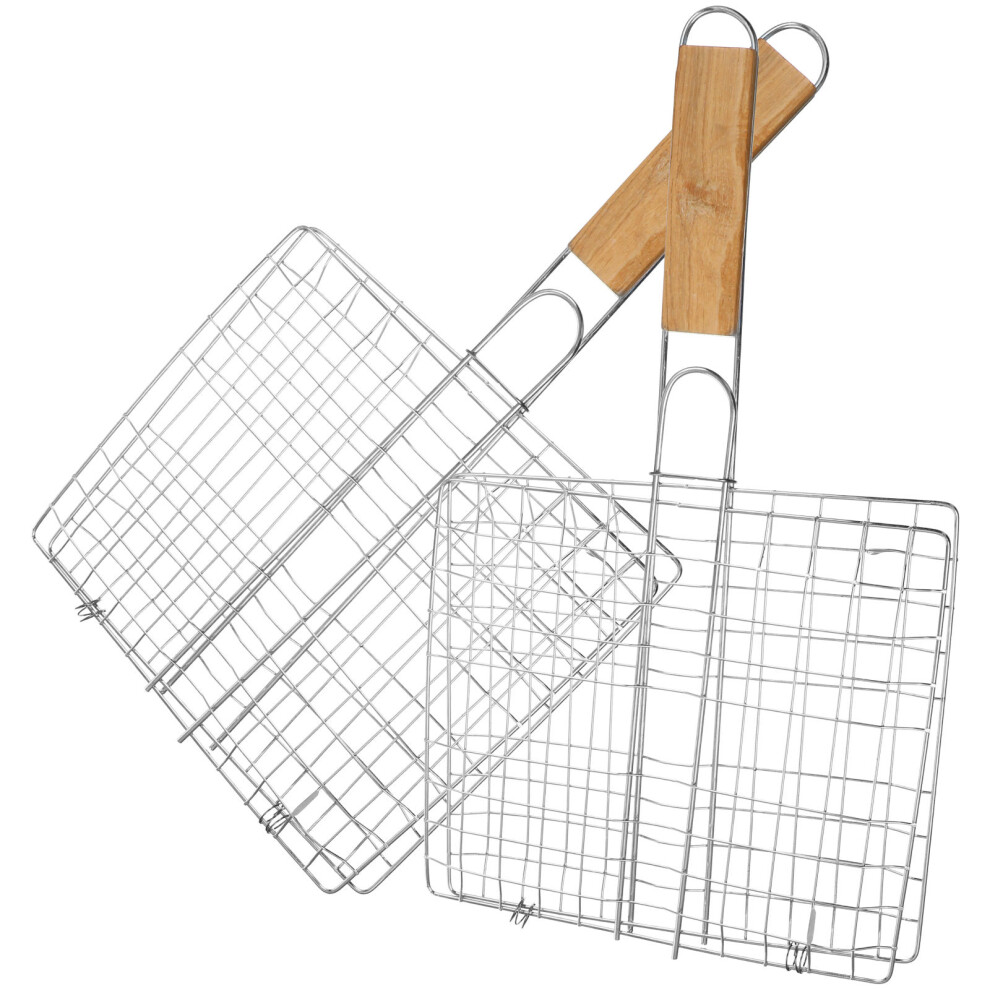 Raindrops Barbecue Grill Clamp Stainless Steel 2pcs 15.0x8.7x0.6in-image-OPC-PK8B6X2-NEW