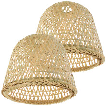 2 Pcs Decor Table Lamps Bamboo Lampshade Lightweight Ceiling