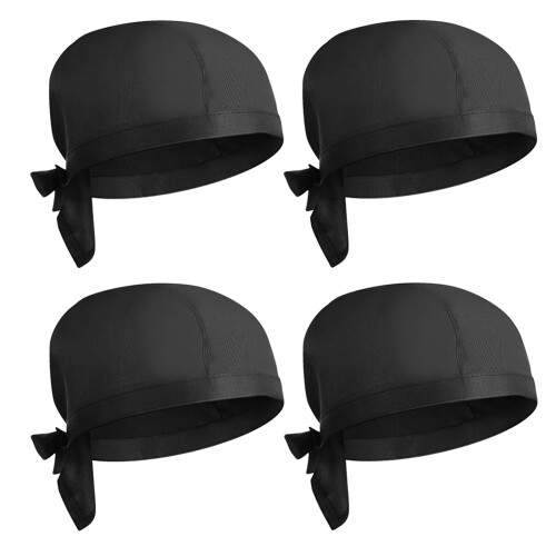 4pcs Black Restaurant Cook Hat Easy Clean Durable Cooking Caps