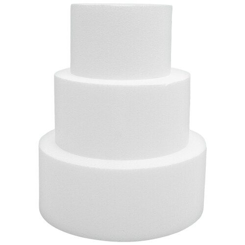 Carvable Cake Dummies White Foam 3pcs 6-Inch Diameter 2