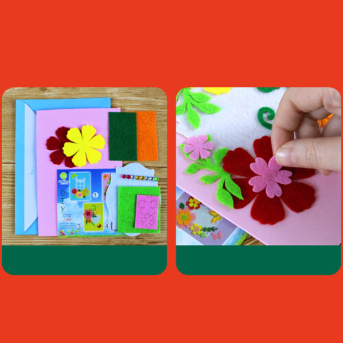 4 Pcs Kids Card Making Kit Handmade Greeting Folded Matching Envelope 2
