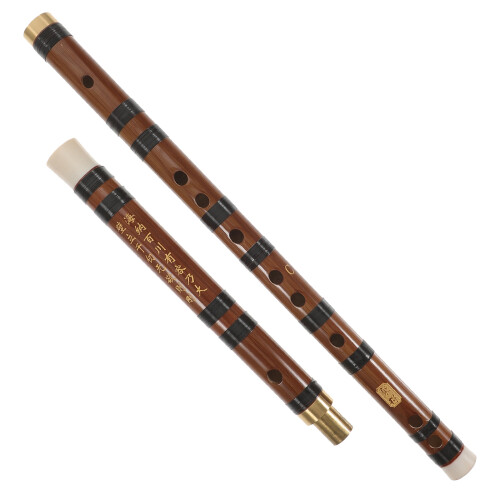 Flute Musical Instrument Light Brown Bamboo 1 Set