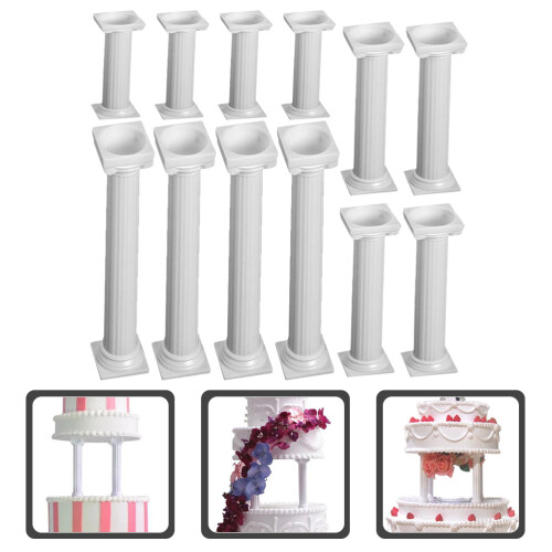 Roman Column Cake Stand White Plastic For Wedding Cakes 12pcs 1