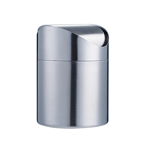 Stainless Steel Trash Can Office Desktop Waste Container Table Bin