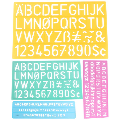 4 graffiti-lineale mit alphabet, und symbolen für kinder