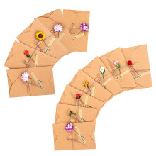 12pcs Dried Flower Greeting Card Letter Of Thanks Flowers