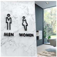 Self-adhesive Ladies And Gentlemen Acrylic Symbol Toilet Signs for Hotel, Office, Home, Restaurant Black
