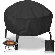 Fire Pit Cover Heavy Duty Windproof Waterproof Patio Round Fire Pit Cover for Outdoor Fire Pit New Black122x46cm