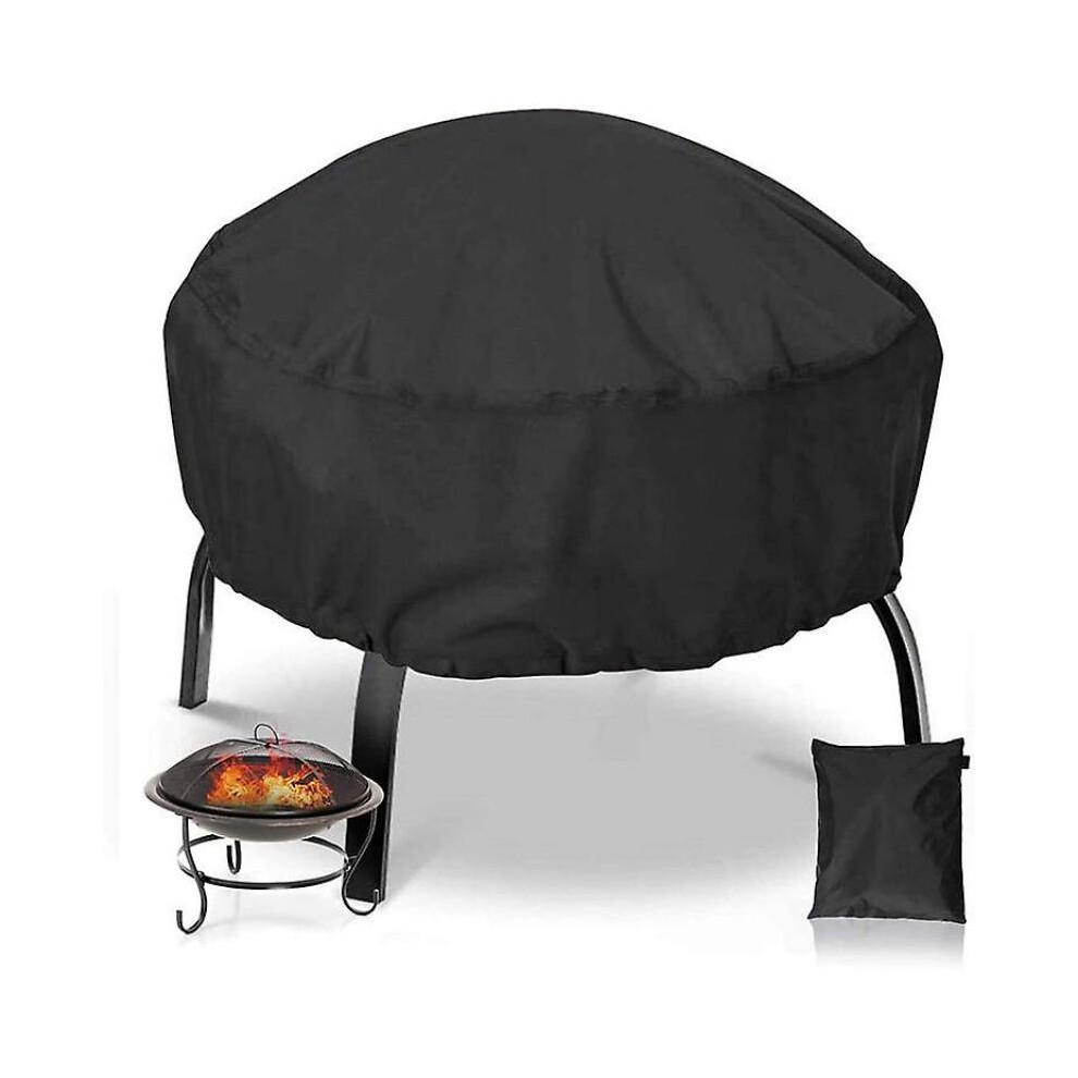 Fire Pit Cover Heavy Duty Windproof Waterproof Patio Round Fire Pit Cover for Outdoor Fire Pit New Black122x46cm