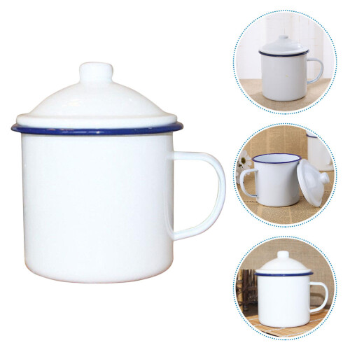 Enamel Mug White Easy To Clean And Carry Decor 2