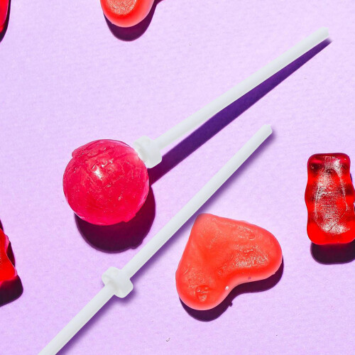 Plastic Hollow Lollipop Sticks White For Candy Making 60pcs 2