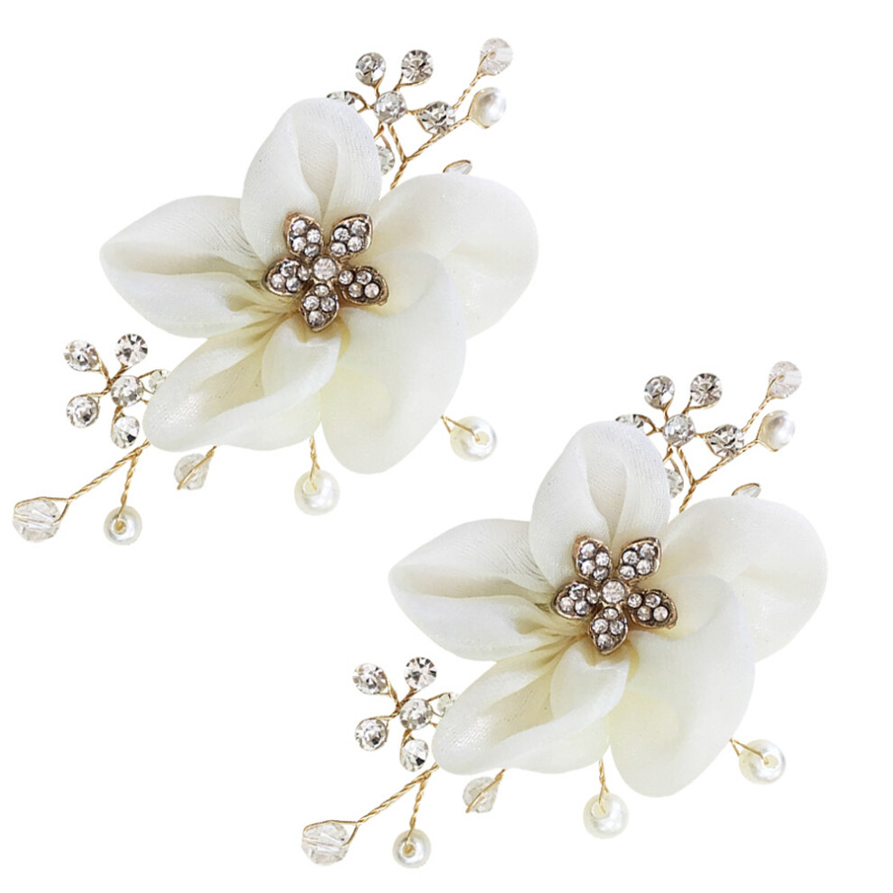 Flower Shoe Clip Rhinestone White 1 Pair 3.5x2x0.2in-image-OPC-PK8BSZ9-NEW