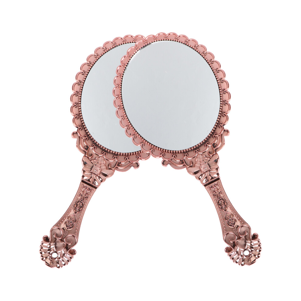 Artibetter Gold 2Pcs Rose Makeup Mirror Vintage Handheld Cosmetic Mirror Portable