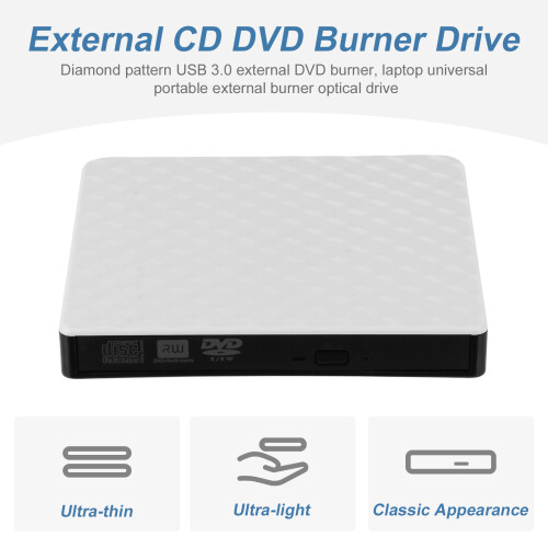 1pcs White Abs External Dvd Writer Plug Play Low Noise 2
