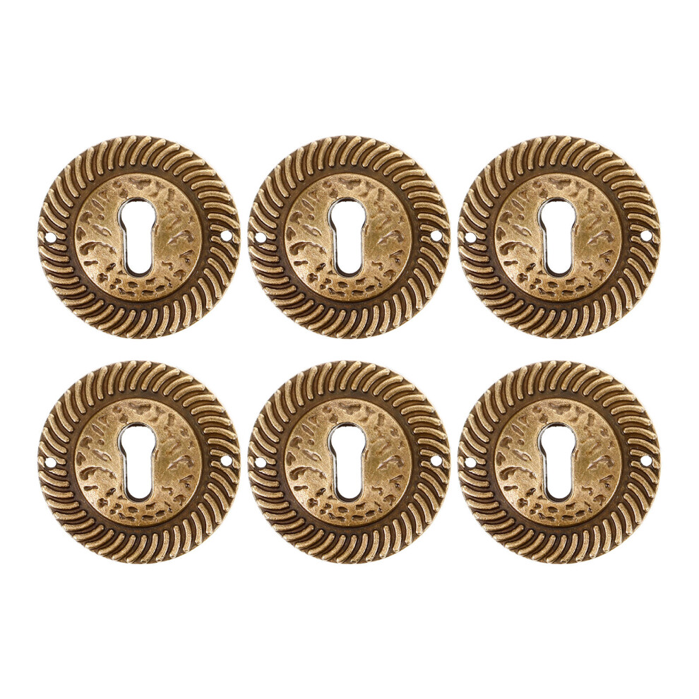 6Pcs Zinc Alloy Round Retro Decorative Keyhole Cover Coffee 3161716801699