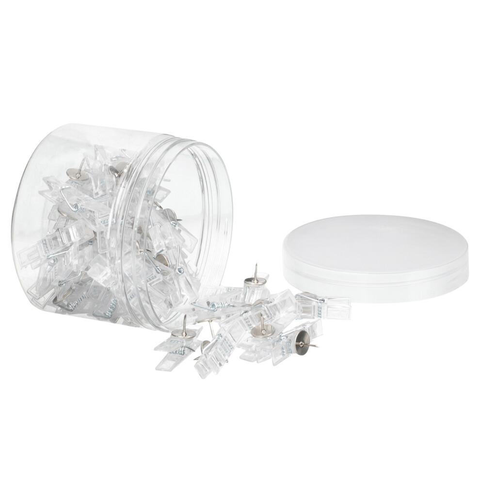 50 Pcs Transparent Clip Pushpin Clips For Bulletin Board Hanging 3161716832389