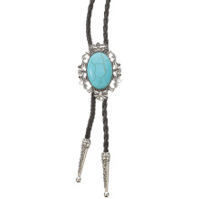 Sky-Blauwe Bolo Tie Met Agaat En Legering Vintage Stijl