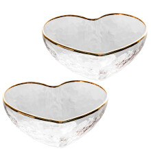 2Pcs Glass Heart Shaped Dessert Bowls For Home