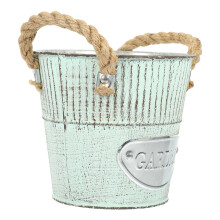 Metal Flower Pot Iron Planter Bucket Green 1set