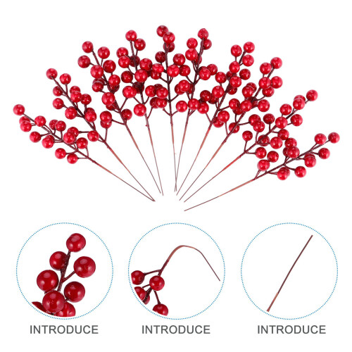 10pcs Artificial Berry Picks Red Christmas Decorations Red Berry Picks 2