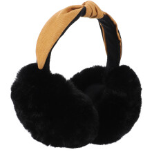 Fluffy Ear Muffs Black Synthetic Material 1pack