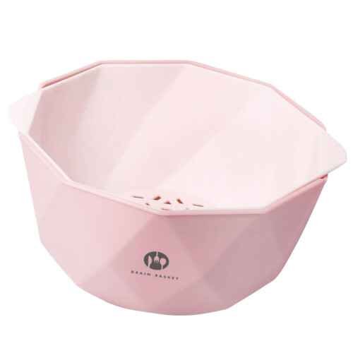 Pink Kitchen Drain Basket Double Layer Fruit Vegetable Strainer 2
