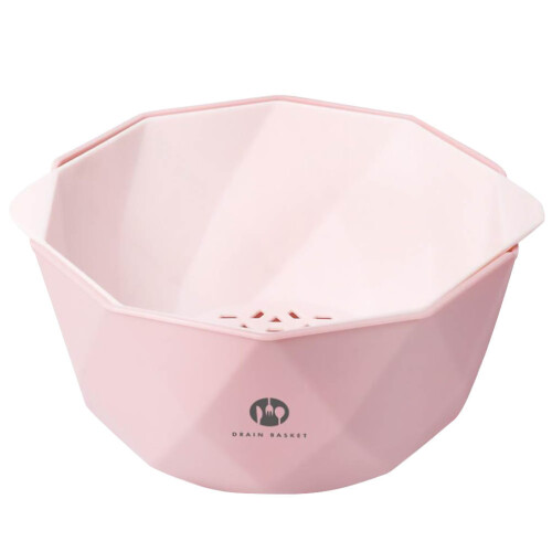 Pink Kitchen Drain Basket Double Layer Fruit Vegetable Strainer 1