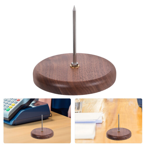 Note Receipt Holder Brown Walnut Wood 1set 2