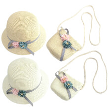 Mlins 2 Sets Girls Purses Wide Brim Bucket Hat Foldable Straw Baby
