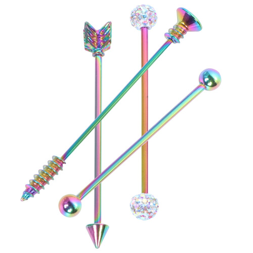 Hoop Stud Arrow Earrings Industrial Barbell Design