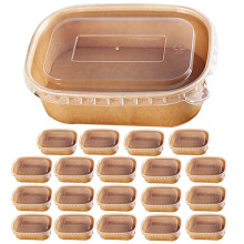 20pcs Disposable Paper Charcuterie Boxes With Clear Lids - 500ml