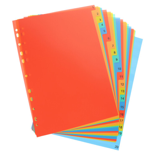 Multicolor Tab Dividers For Binders And Notebooks - 20 Sheets