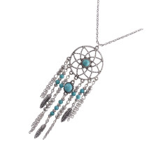 zilverkleurige bohemië halsketting met dreamcatcher hanger