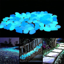 100pcs Luminous Stones for Outdoor Walkways Home Garden Yard Decor Fish Tank Pebble Rocks Glowing Stones Glow Ingreen