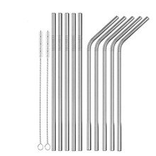 10pcs Inox Straw, 265mm Reusable Stainless Steel Straw with 2 Cleaning Brushes, for 20/30oz Yeti Rtic Sic Ozark Trail Tumblers