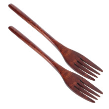 Fruit Dessert Forks Wooden Salad Serving Utensil Brown 2pcs