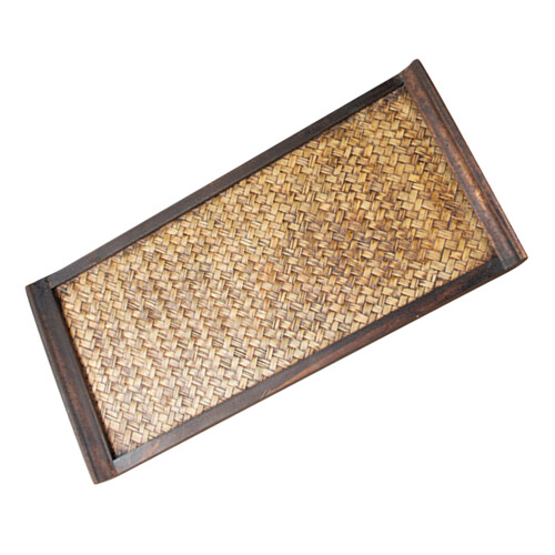 Compartments Rattan Woven Serving Tray Thai Tea Cup