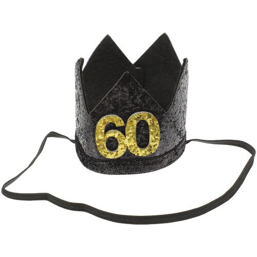 1Pc Handmade Black Decorative Crown Hat for Birthday Celebration