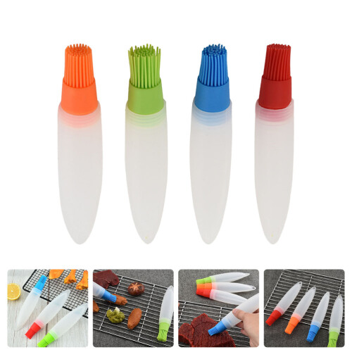 4Stk Bbq Silikon Ölflaschenpinsel Mit Design Bunt 2