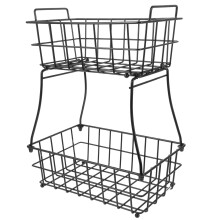 2Laags Zwarte Metalen Fruitschaal Elegant En