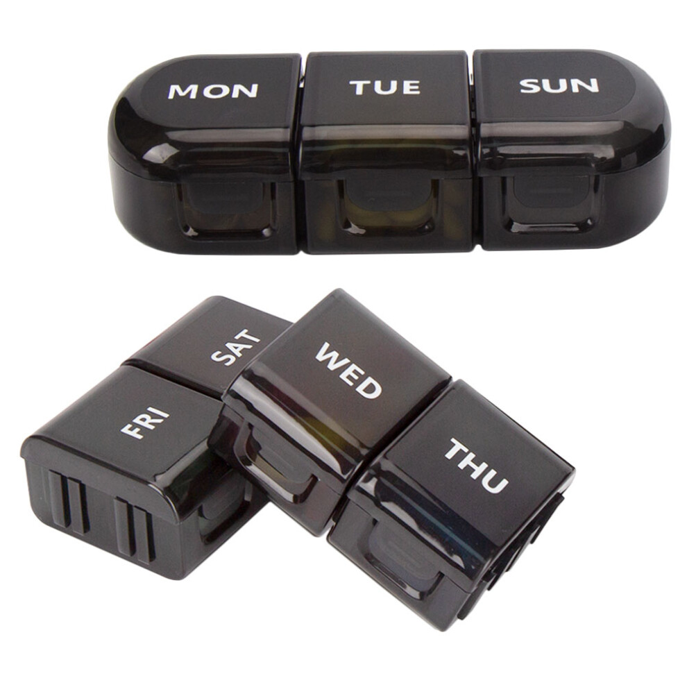 Vaguelly Black Pill Holder 1Set Pp Airtightness For Travel And Work Use