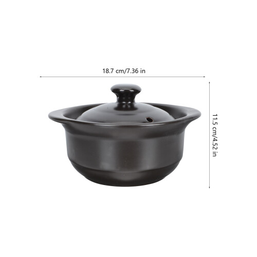 1Pc Black Ceramic Stew Pot with Lid for Cooking 1