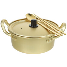 1Set Dubbele Handgreep Instant Noodle Pot Aluminium Gouden Soeppan