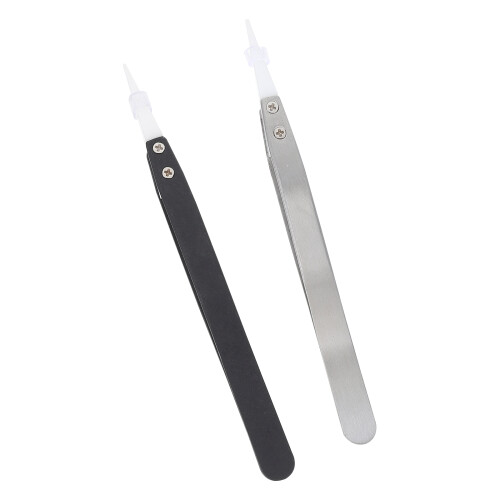 2 Pcs Stainless Steel Tweezers For Electronics Ceramic Precision