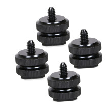 Hot Shoe to 1/4 Camera Mount Adapter Pack of 4 for Tripod, Camera Cage, Cold Shoe, Black