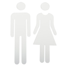 Modern Bathroom Sign Acrylic Silver 2pcs Door Identification